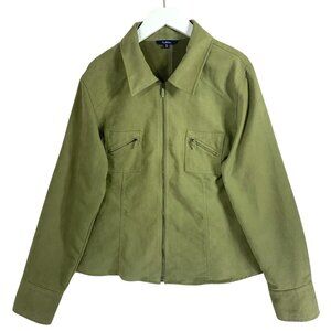 Reitmans faux suede women's short utility jacket olive green  size xl